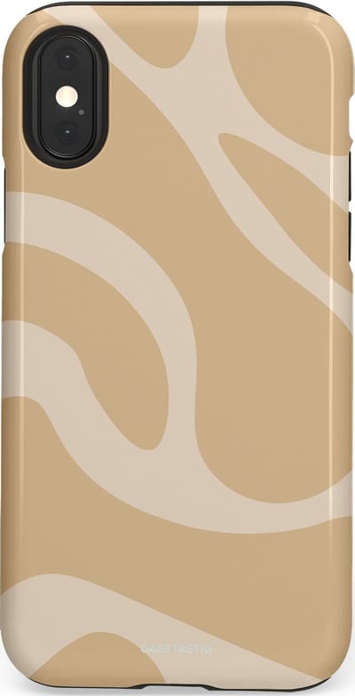 Casetastic hoesje geschikt voor Apple iPhone X / Apple iPhone XS - Dubbellaagse bescherming - Aesthetic Beige Wave Clean Girl - Fashion Case - Beige