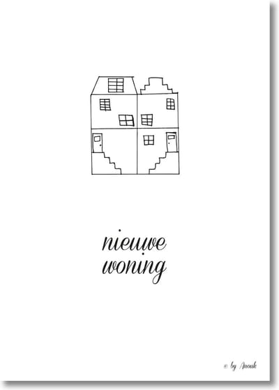 Huisje - by Anouk | verhuiskaarten - adreswijziging | A6 | kaartenset | 12 stuks