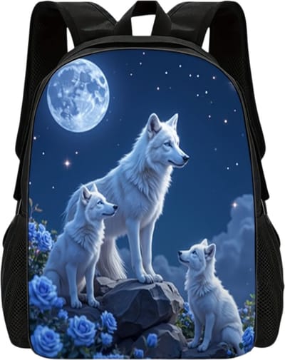 Wolven Rugzak | Wolfenpatroon Rugtas | Dieren Rugzak |Roofdieren Rugzak | Rugzak Jongens | Mooie rugzakken met Wolven | 15 - 20 liter | Kinder Rugzak
