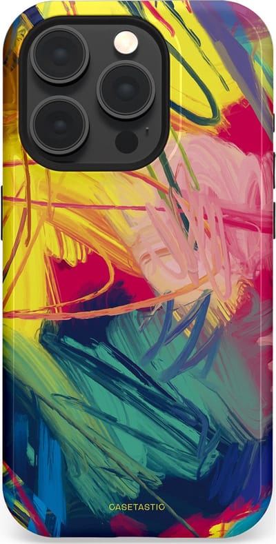 Casetastic Hoesje Geschikt voor Apple iPhone 15 Pro Magsafe - Stijlvolle Beschermende Duo-layer Case - Kleurenstorm