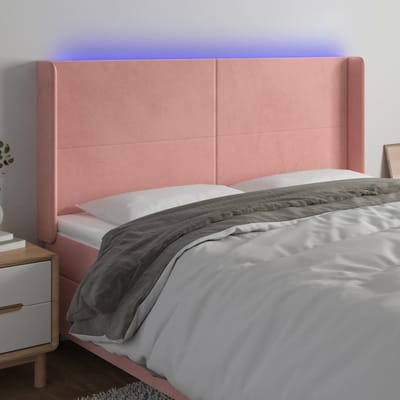 vidaXL - Hoofdbord - LED - 183x16x118/128 - cm - fluweel - roze