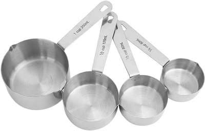 Famanu - RVS maatbekers en maatlepels set 4-delig, meetset voor droge en vloeibare ingrediënten, koken bakken en keuken tools