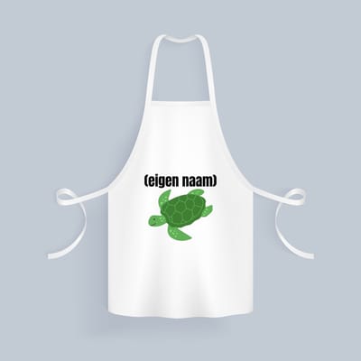 Akyol - schildpad met eigen naam Keukenschort - Schildpad - schildpad liefhebbers - iemand die houdt van schildpadden - verjaardag - cadeau - kado - geschenk - 82 bij 71 cm
