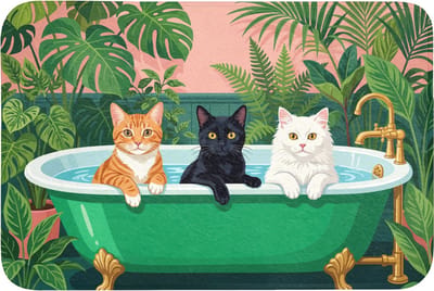 Badmat 90x60 cm - Antislip - Badkamer - Kattenparade - Kleurrijk - Badmatten voor badkamer - Badkamermat - Douchemat - Badkamer mat