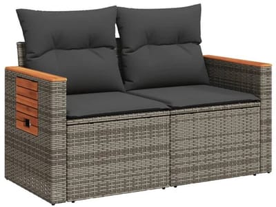 Tuinbank met opbergruimte - Lounge Bank - Buitenbank - Tuinset - Houten Bank - Modulair Bankstel - Balkon Set - Poly rattan - Grijs