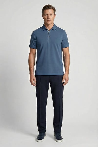 Baileys Polo Two-Tone Solid Fine Line Tipping Detail Riviera Blue / male