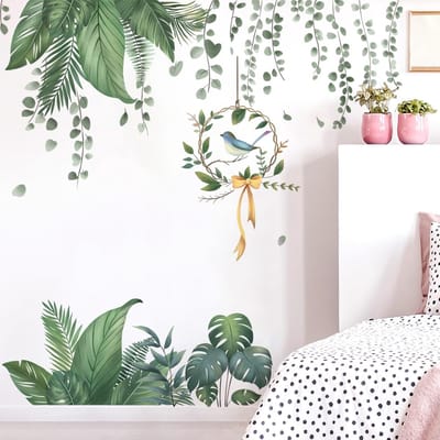 Dailygoods- Muursticker Tropische Planten - Wanddecoratie Jungle - Muurstickers Woonkamer - Muurstickers Slaapkamer - Muurstickers Kinderkamer - Eenvoudig aan te brengen