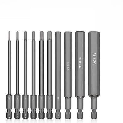 Inbussleutel, boor, elektrische bit voor inbus, schroevendraaier, magnetische dop, set, lengte 100MM