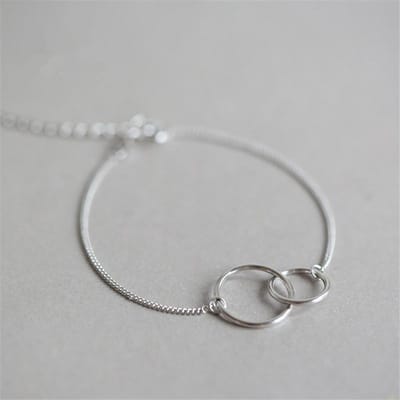 Bracelet à breloques double cercle réglable en argent sterling 925 pour femme, bijou de fête, Sl060 gray
