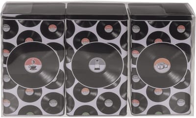 Out of the blue retro Retro bewaarblikken - koffie/thee/suiker - metaal - 3 stuks - rechthoek - muziek print