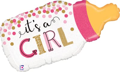 Wefiesta - Holografische folieballon babyfles It's a girl - 83 cm