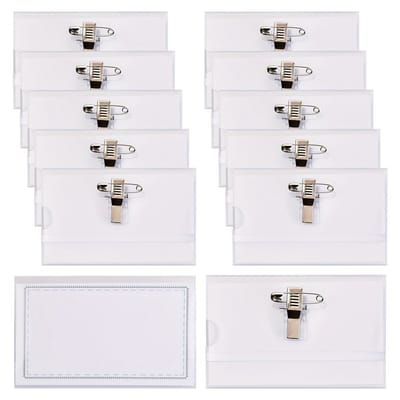 Fako Bijoux - 50x Naambadge Combiklem - 56x90 mm - Naamkaartjes - Badge - Transparant - 50 Stuks