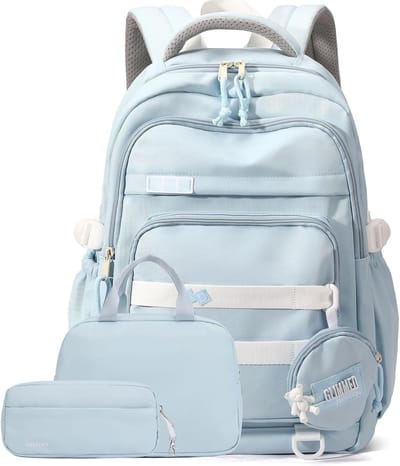 YAGXIG Kinderrugzakset - Schooltas voor leerlingen - Rugzak - Waterdichte stof - Geschikt voor meisjes, middelbare scholieren en basisschoolleerlingen - Stijlvol en mooi - Geschikt voor zowel tieners als jongens - Blauw