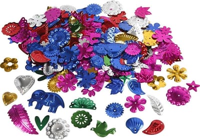 Pailletten, afm 15-45 mm, sterke kleuren, 400 gr/ 1 doos