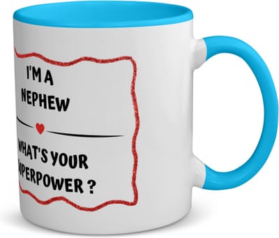 Akyol - i'm a nephew what's your superpower? koffiemok - theemok - blauw - Neef - super neef - verjaardag - cadeautje voor neef - neef artikelen - kado - geschenk - 350 ML inhoud