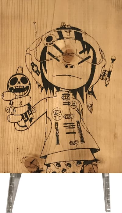 CharredArt - Houten Bord Gorillaz Noodle | Hout Kunst - Huis decoratie woonkamer - Wanddecoratie accessoires - Kamer interieur decoraties