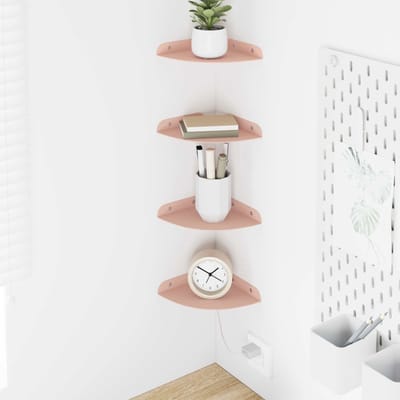 vidaXL - Hoek - Plank - 4 - st - Roze - 15 - x - 15 - x - 2 - cm