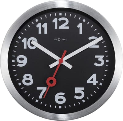 NeXtime Station – Wandklok/Tafelklok – 19 cm – Aluminium – Zwart