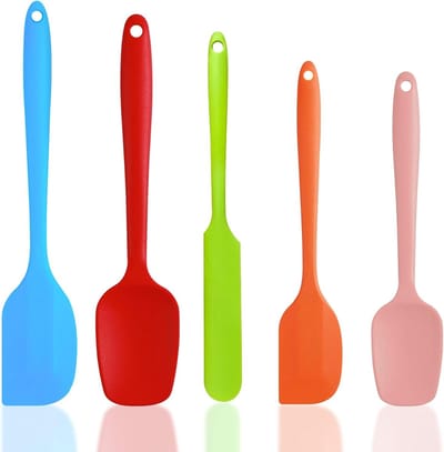 Flexibele deegschrapers met metalen kern, hittebestendige spatels, BPA-vrij, ideaal voor bakken en koken, 5 stuks keukenhulp voor roeren en mengen