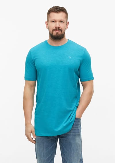 Effen T-shirt met gestructureerde flammé draad en logodetail s.Oliver