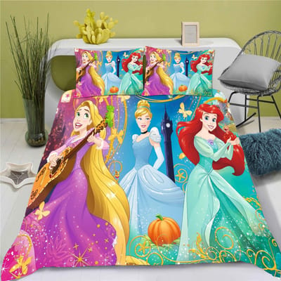 Disney Prinses Serie 100% Polyester Beddengoed Set Dekbedovertrek Voor Thuis 3-Delige Set 1 Dekbedovertrek Anime Schattig Bedrukt Cartoon 180*220cm 3pcs