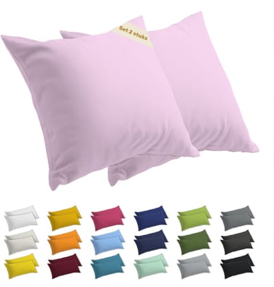 Lavea® Kussenslopen 50x50 cm Set van 2 – Kussenhoezen van 100% Zachte en Ademende Jersey Katoen met YKK Ritssluiting – Roze