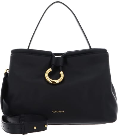 COCCINELLE Leren handtas schoudertas Elisbet Smooth Leather Handbag Noir zwart