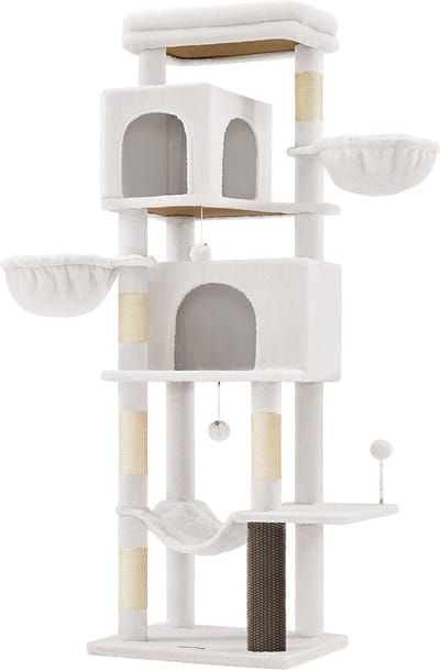 Feandrea - Krabpaal - Kattenboom - 175 cm Hoog - 2 Grotten - 2 Ligmanden - 5 Krabstammen