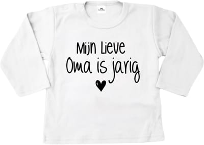 Shirt voor baby's en kids mijn lieve oma is jarig-Maat 62