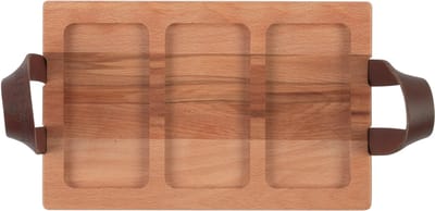 Bowls and Dishes | Puur Hout | Duurzaam | Beuken Streetfoodtray 30 cm 3-vaks handgr leer
