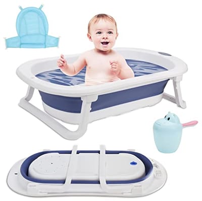 Opvouwbaar Babybadje met Thermometer en Badmat voor Pasgeborenen 0-3 Jaar - Veilig en Handig