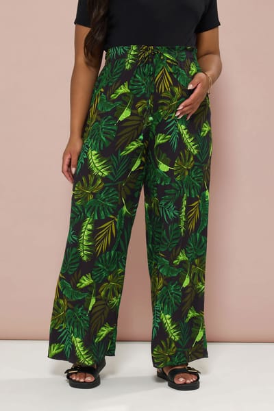 Bump It Up Maternity Broek Met Tropische Palmprint In Groen/Zwart Size 44