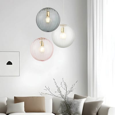 Viokef Hanglamp Diana, helder/goudkleurig, Ø 30 cm, glas
