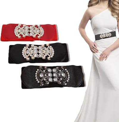 3 Stuks Dames Vintage Rek Riem, Elastische Tailleband voor Casual en Zakelijke Kleding, Modieuze Accessoires voor Elke Gelegenheid