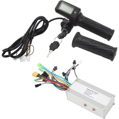 Kit de contrôleur pour vélo électrique 36V/48V 1000W 38A, 3 modes, contrôleur sans balais 805, poignée d'accélérateur rotative avec panneau de commande. black