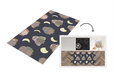 Keukenloper - Loper keuken - Uil - Patronen - Maan - 120x60 cm - Keukenloper vinyl
