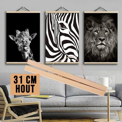 Allernieuwste.nl® Posterhanger 31 cm A3 Hout Poster Ophangsysteem Canvas Schilderij Lijst Posterhouder