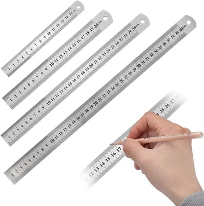 Set van 4 Metalen Linialen 15, 20, 30, 40 cm - Precisie Meetlat Roestvrij Staal