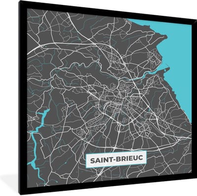 Fotolijst incl. Poster - Saint-Brieuc - Frankrijk - Stadskaart - Kaart - Plattegrond - 40x40 cm - Posterlijst