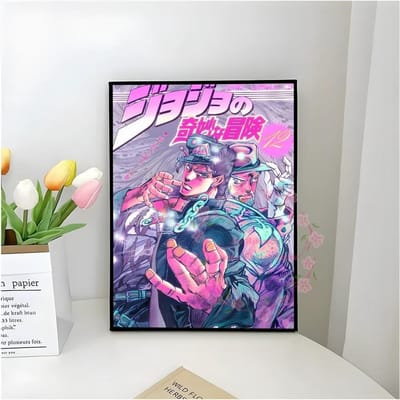 Jojo Anime Bizarre Avontuur Retro Poster Zelfklevende Kunst Waterdicht Papier Sticker Koffiehuis Bar Kamer Muurdecoratie A4 21X30cm  No Frame