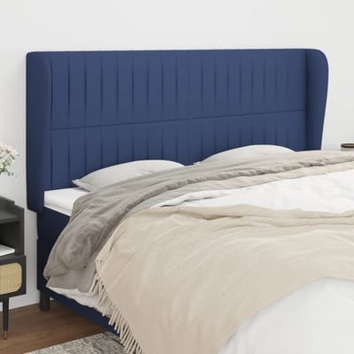 vidaXL - Hoofdbord - met - randen - 163x23x118/128 - cm - stof - blauw