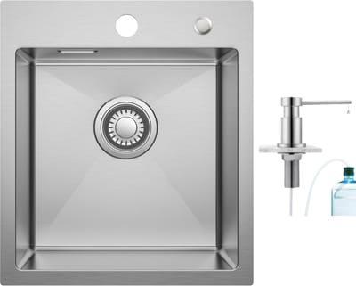 CECIPA max Spoelbak Keuken 40x45CM - Spoelbakken Keuken Met Zeepdispenser - Spoelbakken met Kraangat - Enkele Spoelbak - Spoelbakken met afdruip - RVS