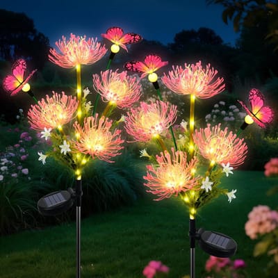 2 x Solar Tuinverlichting met 78 LEDs, Zonnebloem Lampen, 2 Modi, Waterdicht, Decoratie voor Balkon en Patio