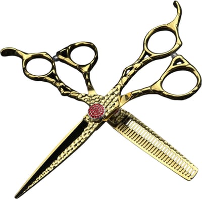 Gesmeed Goud Kapper Schaar 6 Inch Japanse 440C Staal Scherpe En Dunne Schaar Luxe Kapper Schaar Twee Soorten Scharen