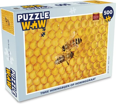 Puzzel Twee honingbijen op honinggraat - Legpuzzel - Puzzel 500 stukjes