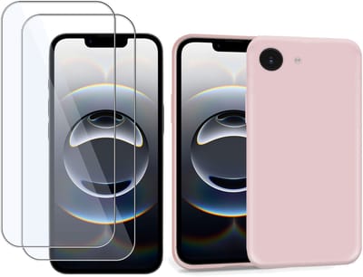 ChiGuard Suède Hoesje & 2x Screenprotector geschikt voor iPhone 16e – Gehard Glas Cover - Case Roze