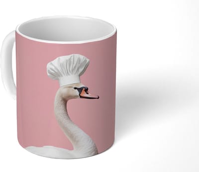 Mok - Koffiemok - Zwaan - Koksmuts - Mooi - Klassiek - Mokken - 350 ML - Beker - Koffiemokken - Theemok