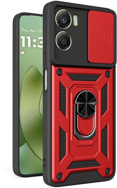 Coverup Hoesje - Geschikt voor Motorola Moto G06 / G06 Power Hoesje - Coverup Armor Ring Kickstand Back Cover met Camera Shield - Rood
