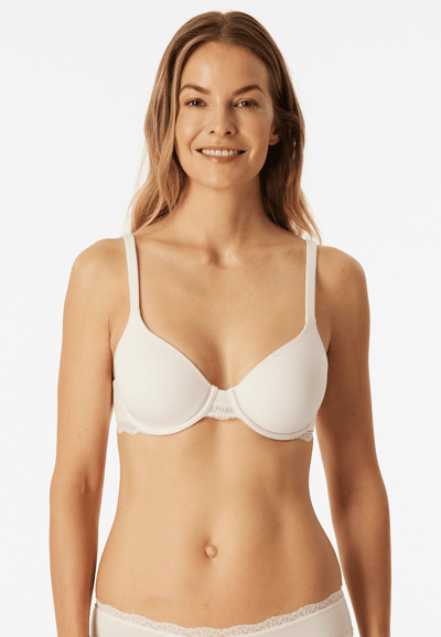 Voorgevormde Beha met cups van kant, off-white - Unique Cotton 70A