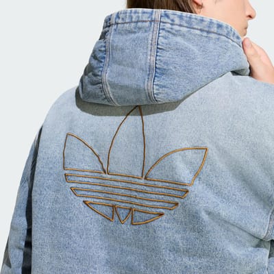 Adidas Originals FW25 Veste en Denim Rembourrée Chaude Sport Ample à Capuche Manches Longues Manteau en Coton Denim Homme vestes KE0131 2XL gray
